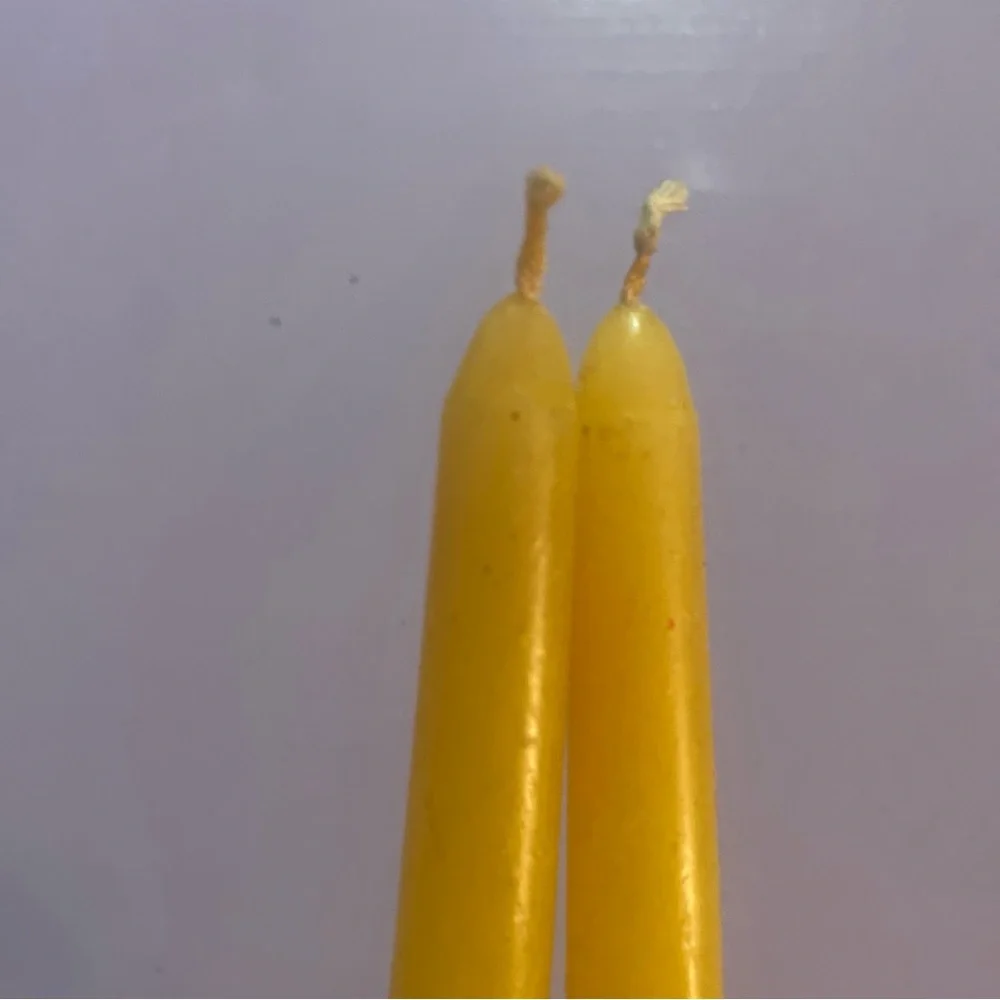 Vintage Easter Taper Candles Pair 10” Yellow w/ Bunny Carrots Never Burnt